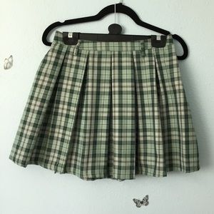 Green Pleated Skirt